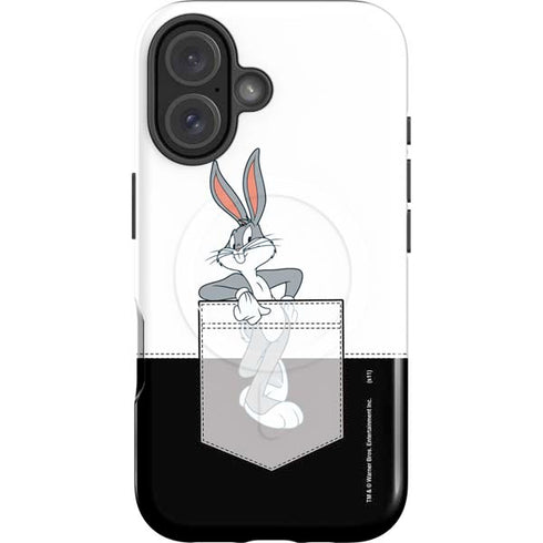 Looney Tunes Bugs Bunny Black White iPhone 16 Magsafe Impact Case