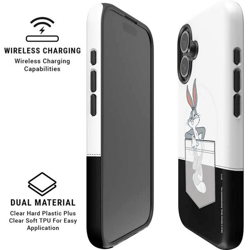 Looney Tunes Bugs Bunny Black White iPhone 16 Magsafe Impact Case