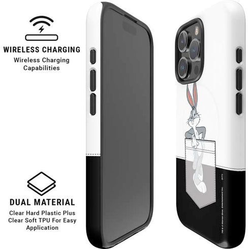 Looney Tunes Bugs Bunny Black White iPhone 16 Pro Magsafe Impact Case