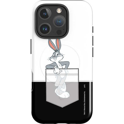 Looney Tunes Bugs Bunny Black White iPhone 16 Pro Max Magsafe Impact Case