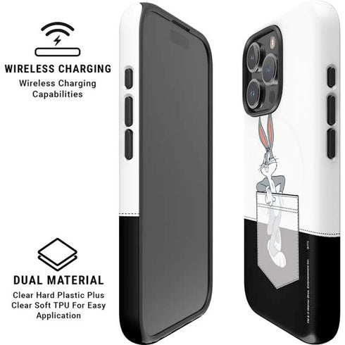Looney Tunes Bugs Bunny Black White iPhone 16 Pro Max Magsafe Impact Case