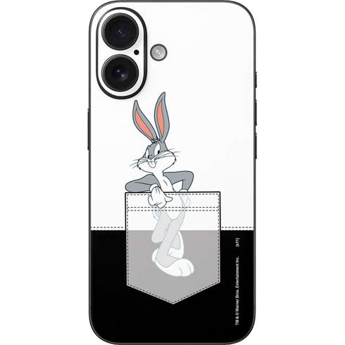 Looney Tunes Bugs Bunny Black White iPhone 16 Skin
