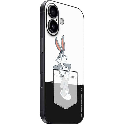 Looney Tunes Bugs Bunny Black White iPhone 16 Skin