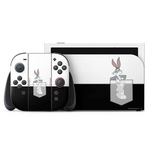 Looney Tunes Bugs Bunny Black White Nintendo Switch 2 (2025) with Joy-Con Skin