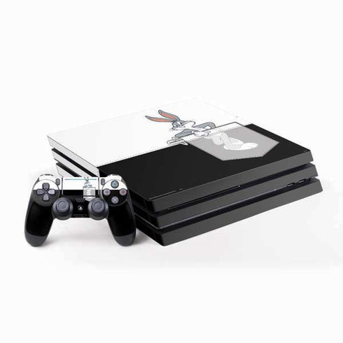 Looney Tunes Bugs Bunny Black White PlayStation PS4 Skins