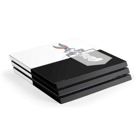 Looney Tunes Bugs Bunny Black White PS4 Pro Console Skin