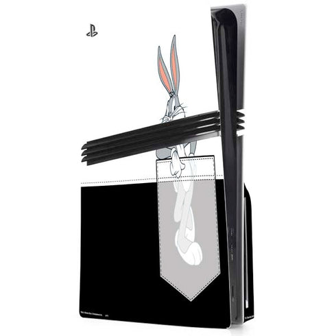 Looney Tunes Bugs Bunny Black White PS5 Pro Disk Console Skin