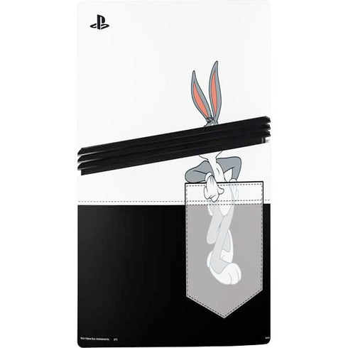 Looney Tunes Bugs Bunny Black White PS5 Pro Disk Console Skin