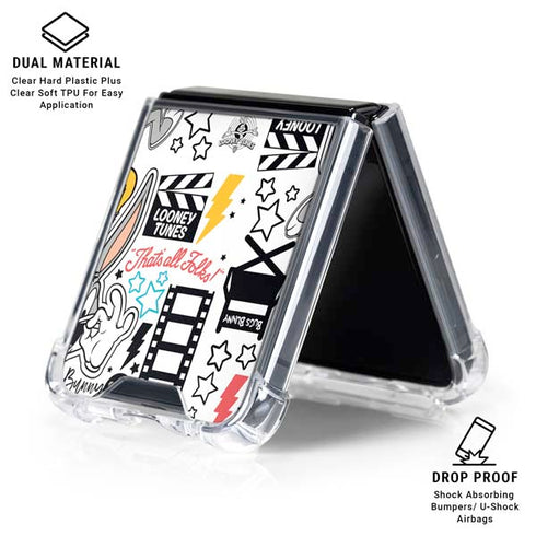 Looney Tunes Bugs Bunny Patches Galaxy Z Flip7 Clear Case