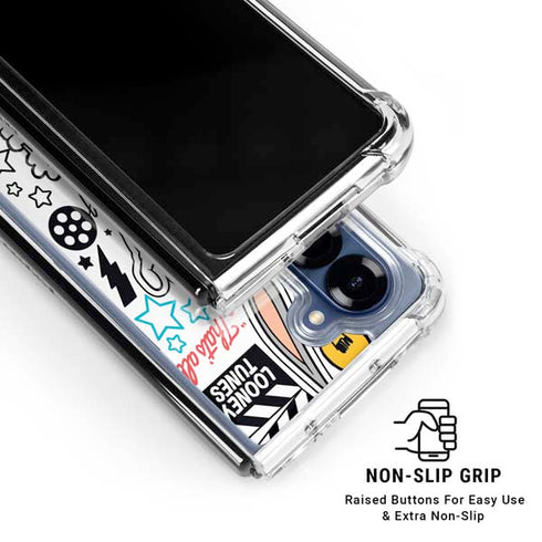 Looney Tunes Bugs Bunny Patches Galaxy Z Fold7 Clear Case