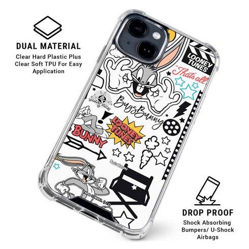 Looney Tunes Bugs Bunny Patches iPhone 15 Clear Case