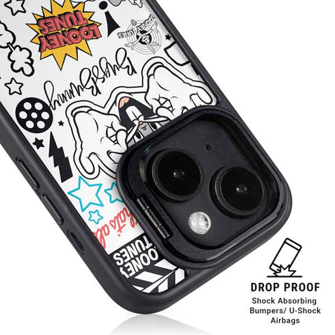 Looney Tunes Bugs Bunny Patches iPhone 15 Plus Kickstand Case