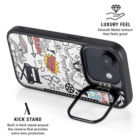Looney Tunes Bugs Bunny Patches iPhone 16e Kickstand Case