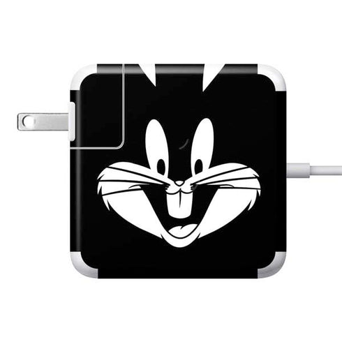 Looney Tunes Bugs Bunny Plain Black and White 85W Power Adapter (15 and 17 inch MacBook Pro Charger) Skin