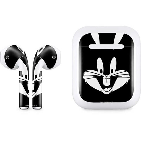 Looney Tunes Bugs Bunny Plain Black and White Apple AirPods Skin