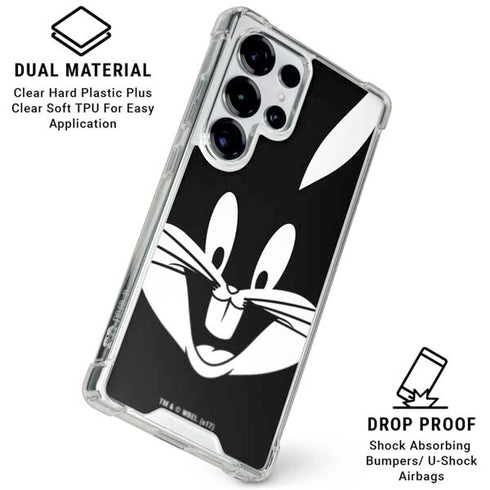 Looney Tunes Bugs Bunny Plain Black and White Galaxy S25 Ultra Clear Case