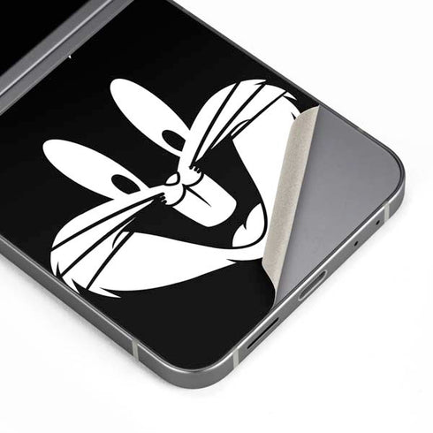 Looney Tunes Bugs Bunny Plain Black and White Galaxy Z Flip6 Skin