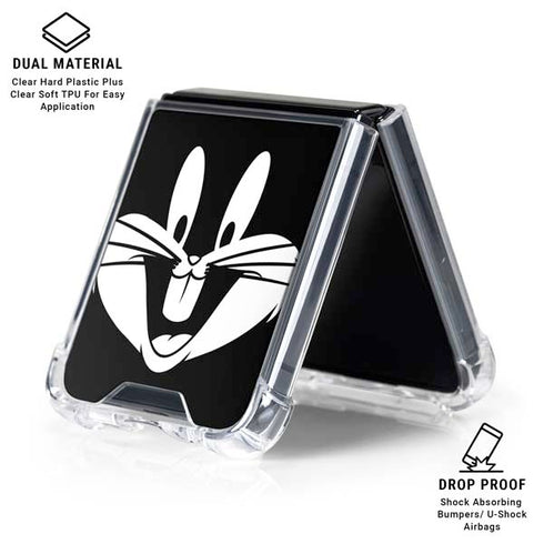 Looney Tunes Bugs Bunny Plain Black and White Galaxy Z Flip6 Clear Case