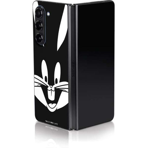 Looney Tunes Bugs Bunny Plain Black and White Galaxy Z Fold5 5G Skin