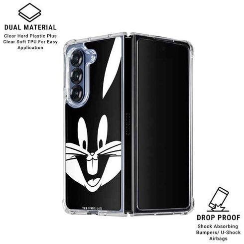 Looney Tunes Bugs Bunny Plain Black and White Galaxy Z Fold6 Clear Case