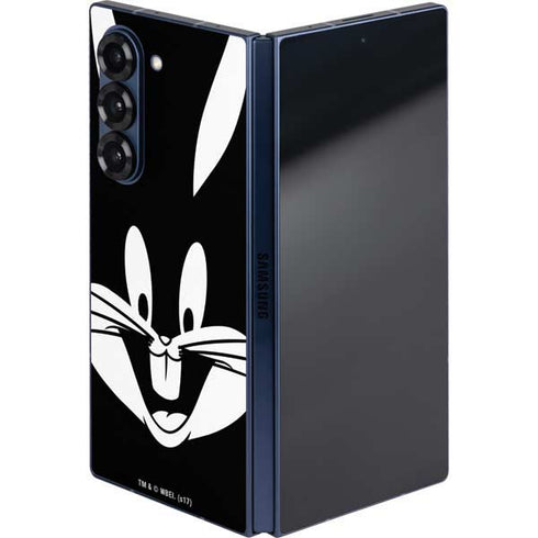 Looney Tunes Bugs Bunny Plain Black and White Galaxy Z Fold6 Skin