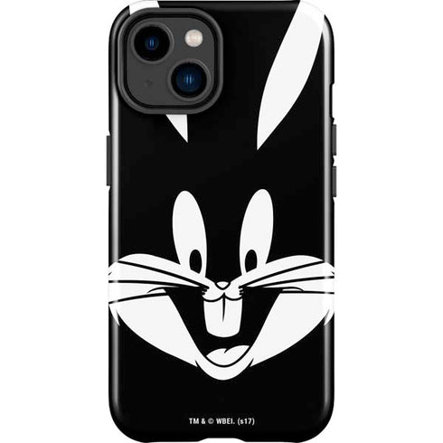Looney Tunes Bugs Bunny Plain Black and White iPhone 15 Impact Case