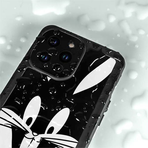 Looney Tunes Bugs Bunny Plain Black and White iPhone 15 Pro Waterproof Case