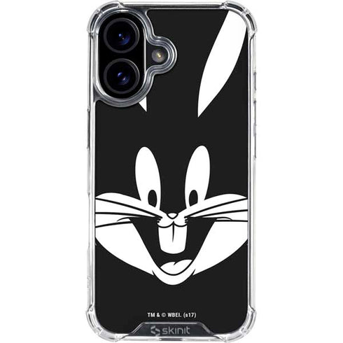 Looney Tunes Bugs Bunny Plain Black and White iPhone 16 Clear Case