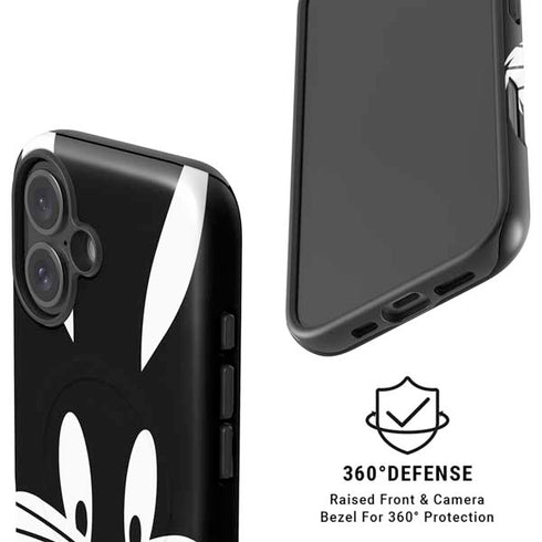 Looney Tunes Bugs Bunny Plain Black and White iPhone 16 Magsafe Impact Case