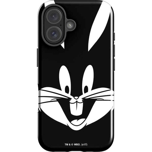 Looney Tunes Bugs Bunny Plain Black and White iPhone 16 Plus Impact Case