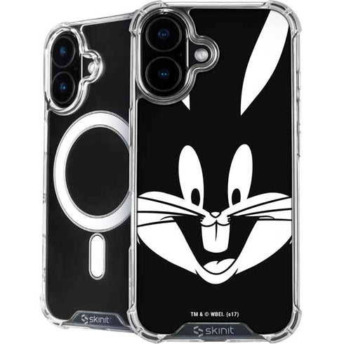 Looney Tunes Bugs Bunny Plain Black and White iPhone 16 Plus MagSafe Case