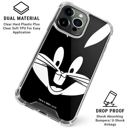 Looney Tunes Bugs Bunny Plain Black and White iPhone 16 Pro Clear Case