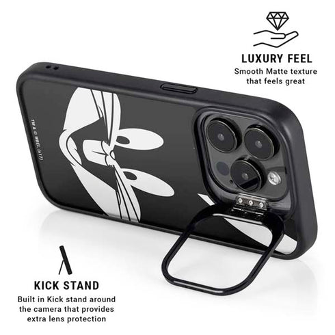 Looney Tunes Bugs Bunny Plain Black and White iPhone 16 Pro Kickstand Case