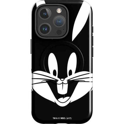 Looney Tunes Bugs Bunny Plain Black and White iPhone 16 Pro Magsafe Impact Case