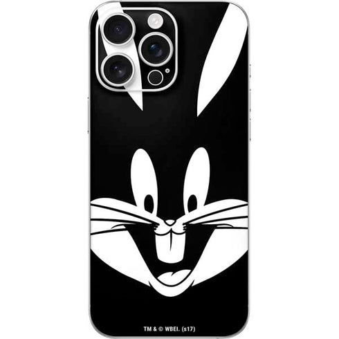 Looney Tunes Bugs Bunny Plain Black and White iPhone 16 Pro Max Skin