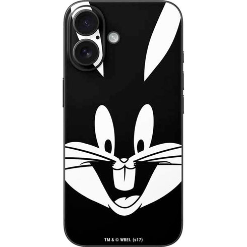 Looney Tunes Bugs Bunny Plain Black and White iPhone 16 Skin