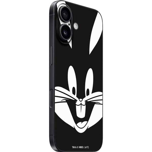 Looney Tunes Bugs Bunny Plain Black and White iPhone 16 Skin