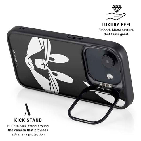 Looney Tunes Bugs Bunny Plain Black and White iPhone 16e Kickstand Case