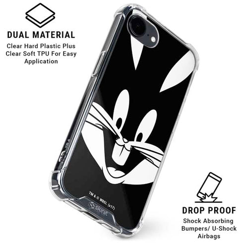 Looney Tunes Bugs Bunny Plain Black and White iPhone 16e Clear Case