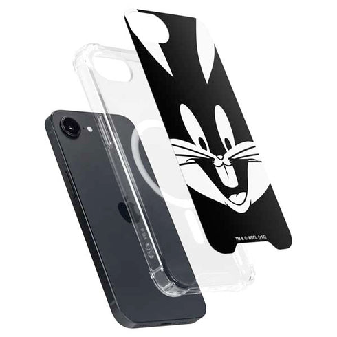 Looney Tunes Bugs Bunny Plain Black and White iPhone 16e MagSafe Case