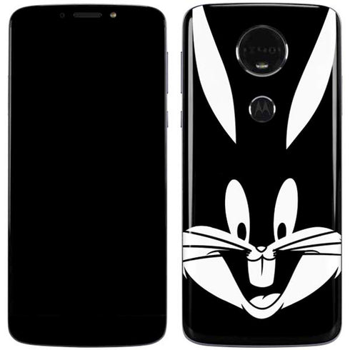 Looney Tunes Bugs Bunny Plain Black and White Moto E5 Plus Skin