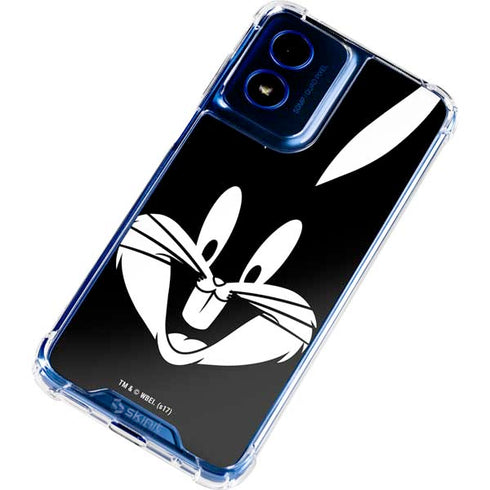 Looney Tunes Bugs Bunny Plain Black and White Moto G Play 4G (2024) Clear Case