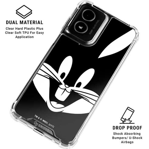 Looney Tunes Bugs Bunny Plain Black and White Moto G Power 5G (2024) Clear Case