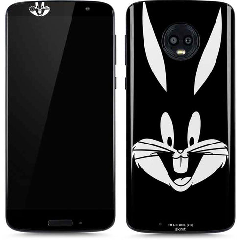 Looney Tunes Bugs Bunny Plain Black and White Moto G6 Skin
