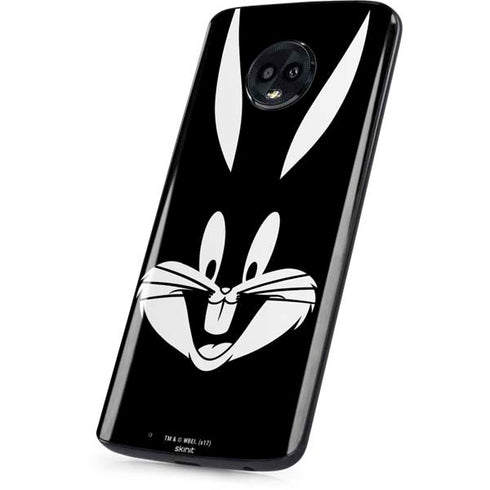 Looney Tunes Bugs Bunny Plain Black and White Moto G6 Skin