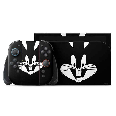 Looney Tunes Bugs Bunny Plain Black and White Nintendo Skins