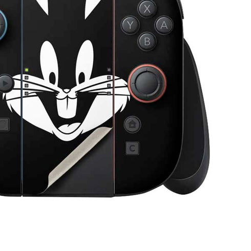 Looney Tunes Bugs Bunny Plain Black and White Nintendo Switch 2 (2025) Joy-Con Controller Skin