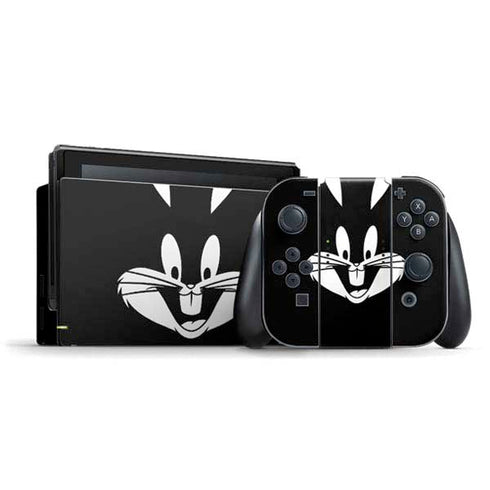 Looney Tunes Bugs Bunny Plain Black and White Nintendo Skins