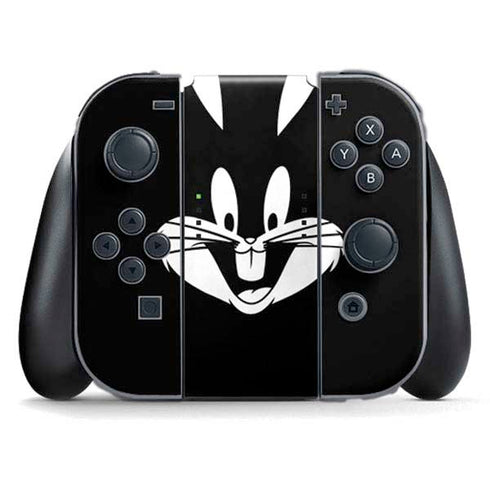 Looney Tunes Bugs Bunny Plain Black and White Nintendo Switch (2017-2021) Joy-Con Controller Skin