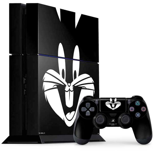 Looney Tunes Bugs Bunny Plain Black and White PlayStation PS4 Skins